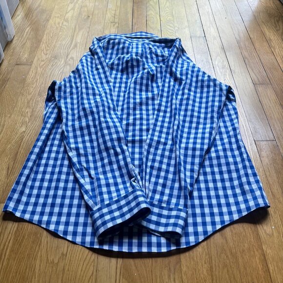 Brooks Brothers Size L Blue White Check Non Iron Supima Cotton Button Up Shirt - Picture 10 of 12